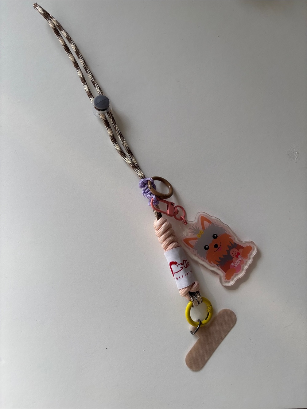 Handmade Wrist Lanyard in Pink & Brown